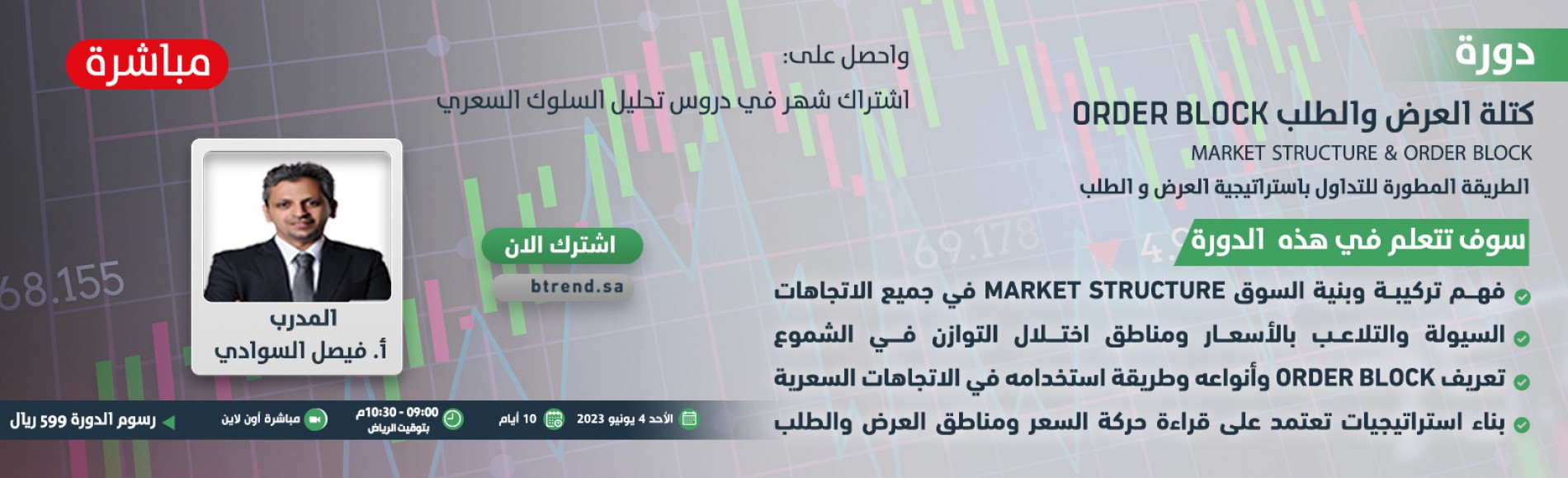 دورة كتلة العرض و الطلب Order Block - مباشرة